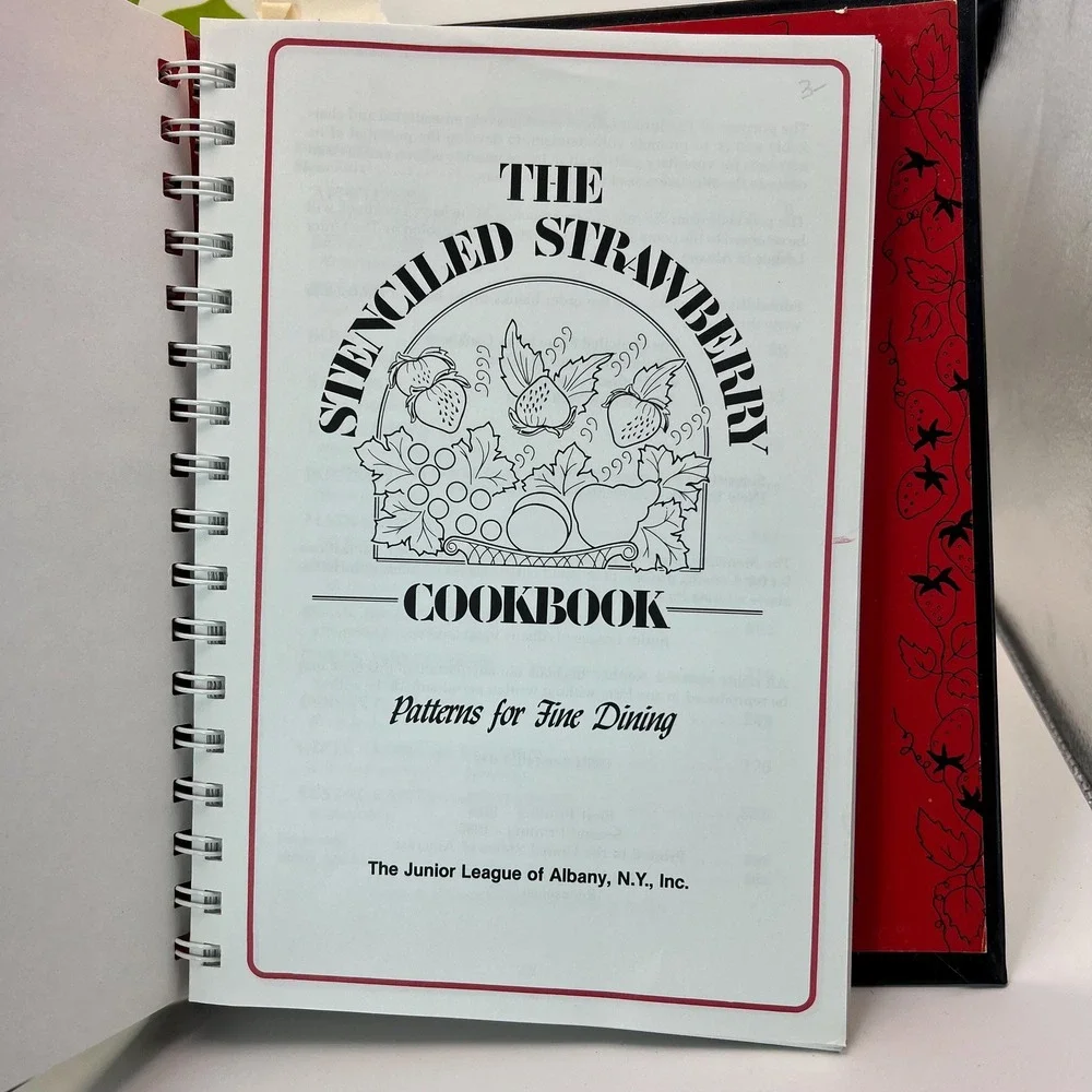 The Stenciled Strawberry Cookbook Vintage Junior League Albany NY Spiral Bound
